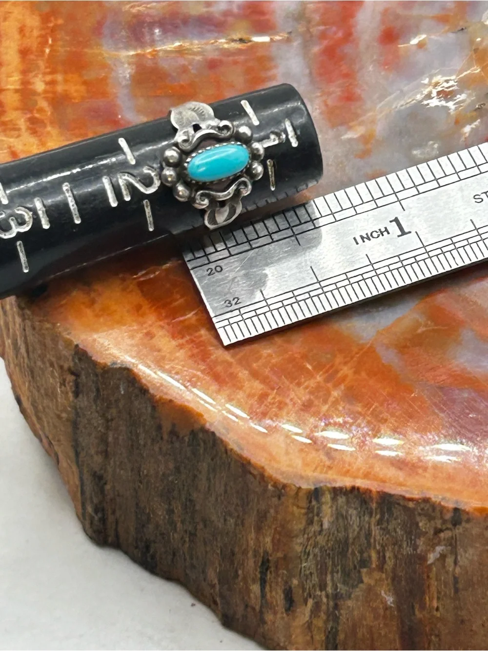Southwest Sterling Silver Turquoise Pinky Ring - Size 1.5